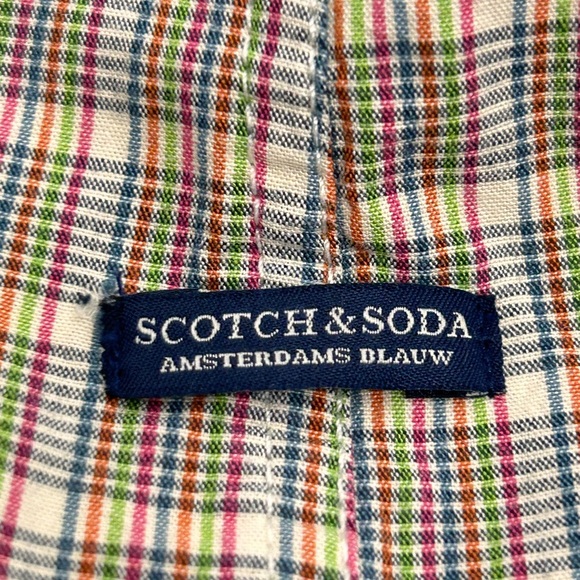 Scotch & Soda Amsterdam Blauw Men’s Tan Multi Color Check Slim fit Shirt, Large - Picture 12 of 12